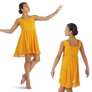 Weissman Yellow Lace Woven Day Dress Dance Costume